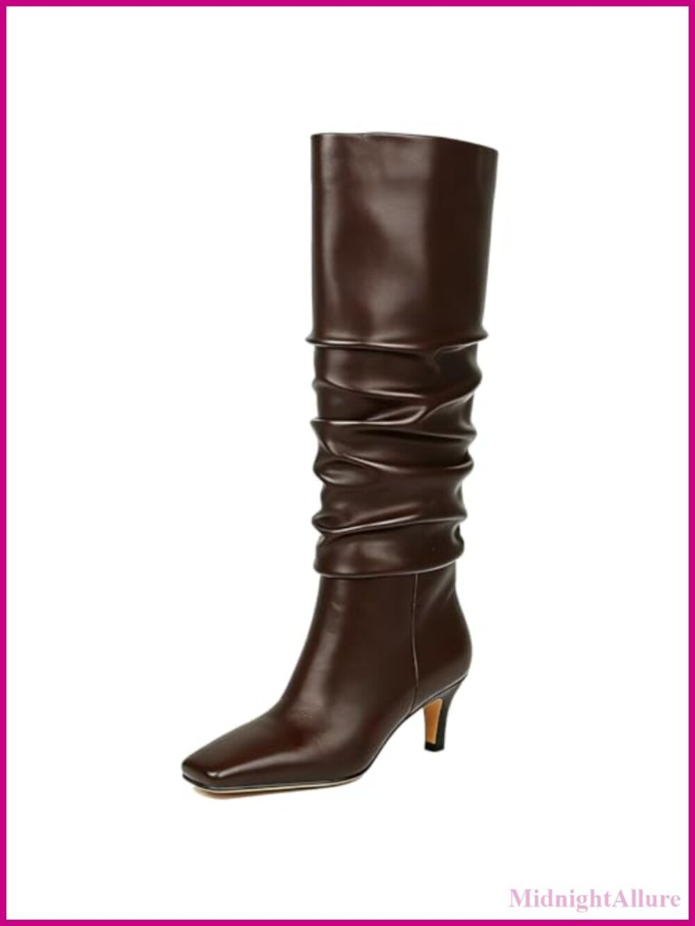 Kitten Heel Knee High Slouch Boots Square Toe Comfortable Fashion Shoes